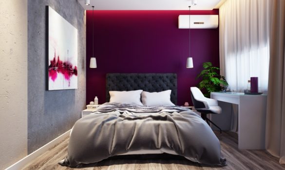 quilted-headboard-purple-accent-wall